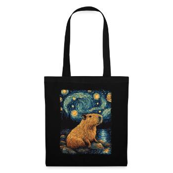 Capybara Animal Rodent Starry Night Sky Painting - Tote Bag - black - Front