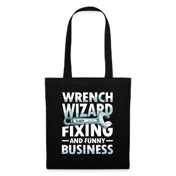 Wrench Wizard Fixing and Funny Business - Stoffbeutel - Schwarz - Vorne