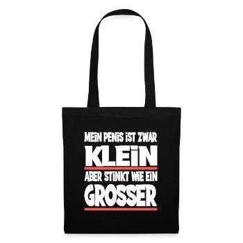 Mein Penis ist zwar klein - Stoffbeutel - Schwarz - Vorne