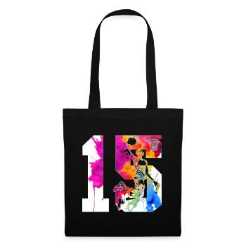 15TH BIRTHDAY BASKETBALL NUMBER 15 - Tote Bag - black - Front