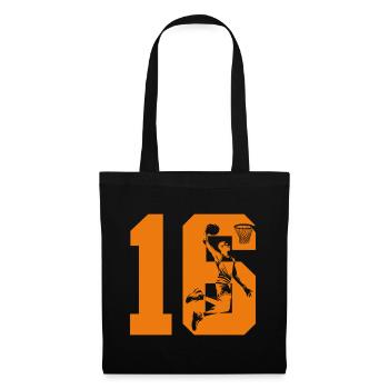 NUMMER 16 BASKETBALL 16. GEBURTSTAG - Stoffbeutel - Schwarz - Vorne