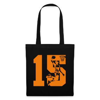 NUMMER 15 BASKETBALL 15. GEBURTSTAG - Stoffbeutel - Schwarz - Vorne