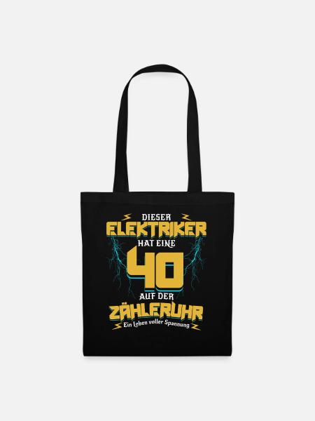 40 On The Meter Clock Electrician's Birthday - Tote Bag - black