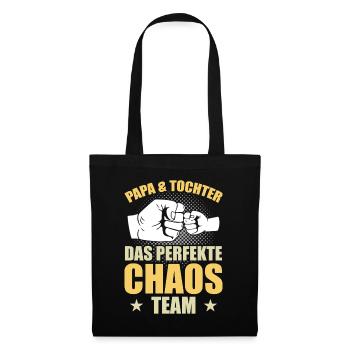 Papa Tochter das perfekte Chaos Team - Stoffbeutel - Schwarz - Vorne