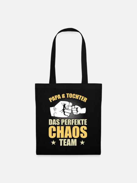 Papa Tochter das perfekte Chaos Team - Stoffbeutel - Schwarz