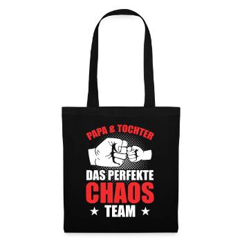 Papa Tochter das perfekte Chaos Team - Stoffbeutel - Schwarz - Vorne