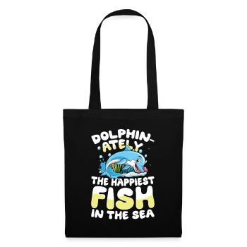 Dolphin-ately The Happiest Fish In The Sea - Stoffbeutel - Schwarz - Vorne