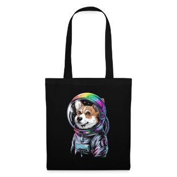Astronaut Corgi Hund Abenteuer Spaß - Stoffbeutel - Schwarz - Vorne