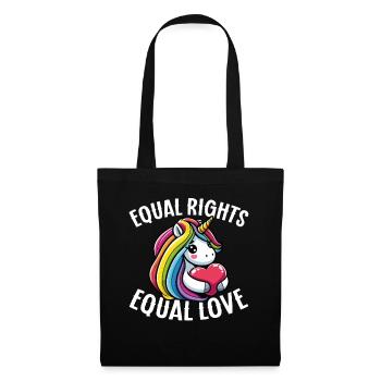 Gleiche Rechte Gleiche Liebe Regenbogen Einhorn - Stoffbeutel - Schwarz - Vorne