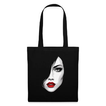 Beautiful Woman's Face Aesthetics Art with Red Lips - Tote Bag - black - Front