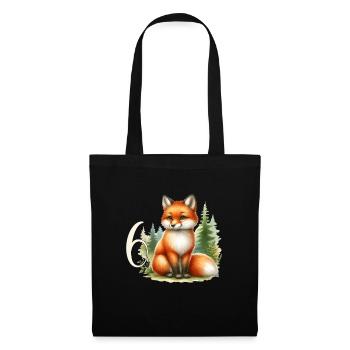 Avec Renard - Anniversaire Enfants 6 Ans - Sac en tissu - noir - Devant