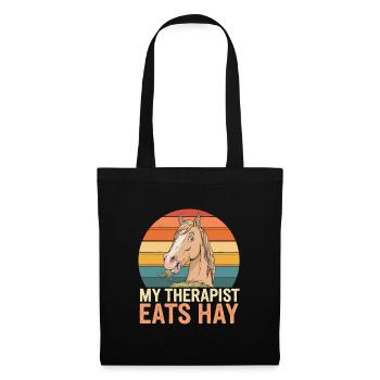 My Therapist Eats Hay Horse Retro Design - Tote Bag - black - Front