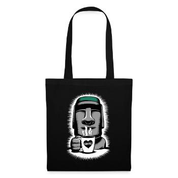 Easter Island Coffee Moai Heart Mug - Tote Bag - black - Front