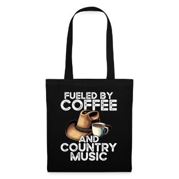 Angetrieben Von Kaffee Und Country-musik - Stoffbeutel - Schwarz - Vorne