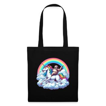 Sloth riding unicorn under rainbow clouds - Tote Bag - black - Front