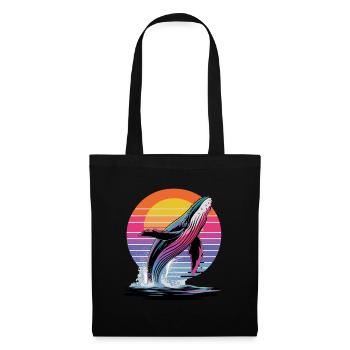 Whale at sunset in front of a colorful - Tote Bag - black - Front