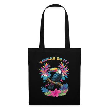 Toucan, tu peux le faire ! Couleurs tropicales - Sac en tissu - noir - Devant