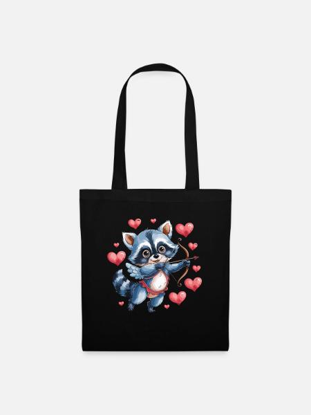 Cupidon viverrin avec flèche et cœur - Sac en tissu - noir