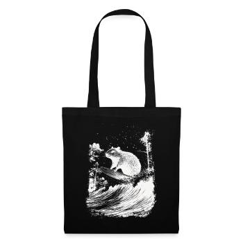 Capybara Carpincho Animal Japanese Surfing Wave - Tote Bag - black - Front