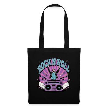 Rock N Roll Musik Retro Party Illustration Mit - Stoffbeutel - Schwarz - Vorne