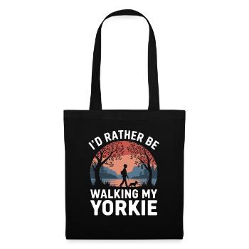 Ich Gehe Lieber Mit Meinem Yorkie Spazieren - Stoffbeutel - Schwarz - Vorne