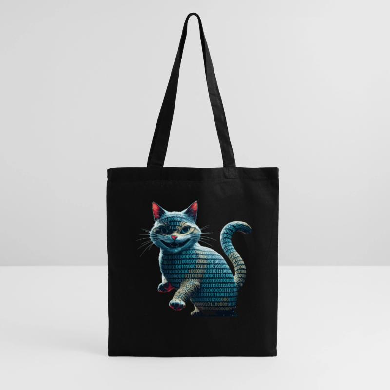 Tech cat with binary code for programmers and Tote Bag