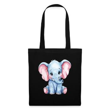Cute Little Blue Elephant Cartoon Design - Tote Bag - black - Front