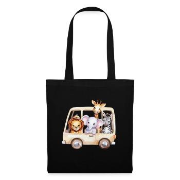 Safari adventure with funny animals on the bus - Tote Bag - black - Front