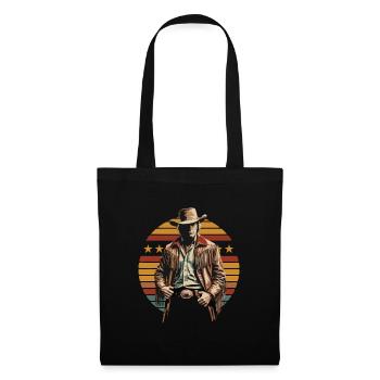 Stylish cowboy with western hat in front of stripes and - Tote Bag - black - Front