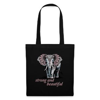 Stark Und Schön Elefant Mandala Kunst - Stoffbeutel - Schwarz - Vorne