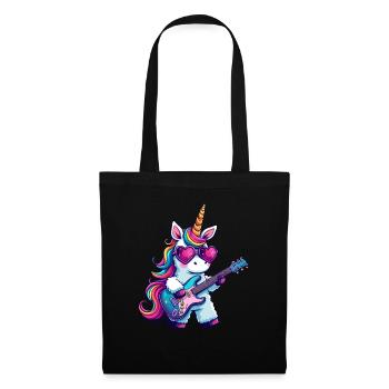 Einzigartiges Einhorn Mit Gitarre Und - Stoffbeutel - Schwarz - Vorne