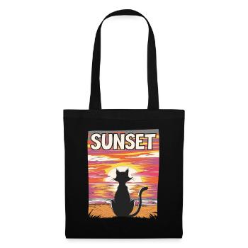 Friedlicher Sonnenuntergang Katze für eine - Stoffbeutel - Schwarz - Vorne