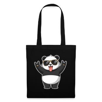 Cool rock panda with sunglasses and fun - Tote Bag - black - Front