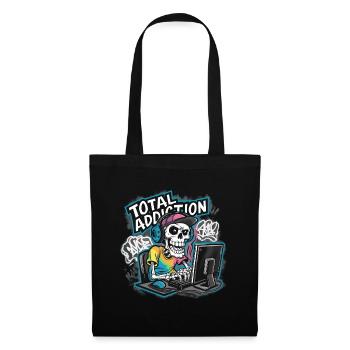 Total Addiction Gamer Skull Illustration - Tote Bag - black - Front