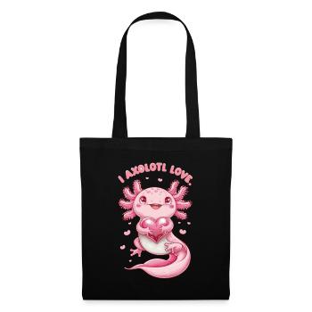 Axolotl Liebe Herz Umarmung Niedlich - Stoffbeutel - Schwarz - Vorne