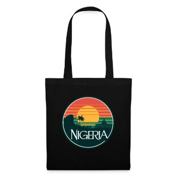 Nigeria Sonnenuntergang Panorama mit Palmen und - Stoffbeutel - Schwarz - Vorne