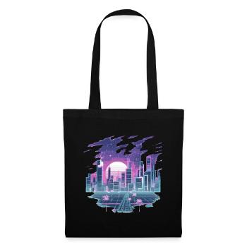 Retro Futuristic Cityscape in Neon Look - Tote Bag - black - Front