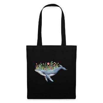 belle baleine avec motif floral pour - Sac en tissu - noir - Devant