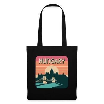 Hungary silhouette with chain bridge and parliament - Tote Bag - black - Front