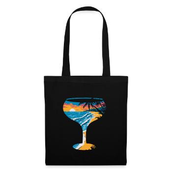 Tropical sunset on the beach with - Tote Bag - black - Front