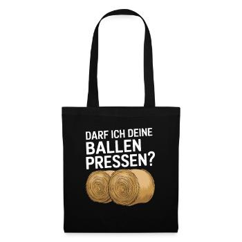 Darf Ich Deine Ballen Pressen? Bauer, Heuernte, - Stoffbeutel - Schwarz - Vorne