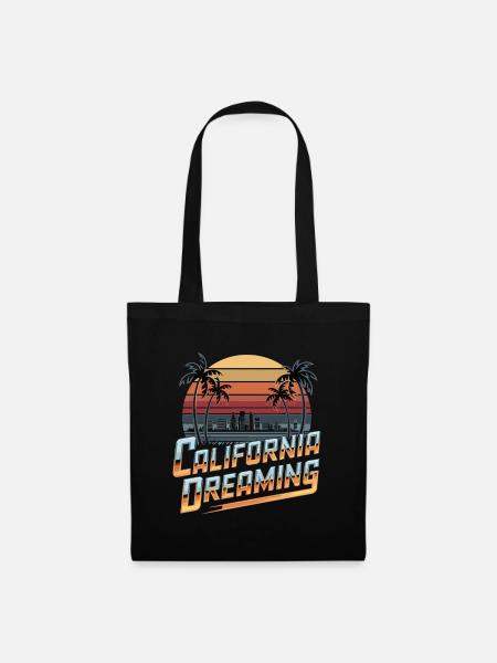 California Dreaming Stadt Skyline Palmen Retro - Stoffbeutel - Schwarz