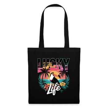 Lucky Life Tropisches Paradies mit Tukan und - Stoffbeutel - Schwarz - Vorne