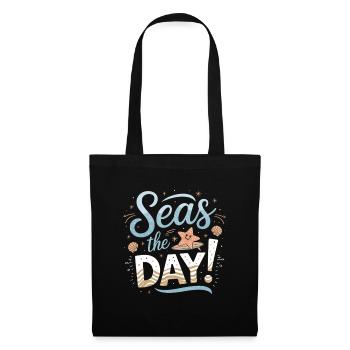 Seas The Day Maritimes Design mit Seestern und - Stoffbeutel - Schwarz - Vorne