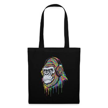 Colorful gorilla with headphones music lover - Tote Bag - black - Front