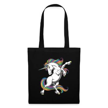 Magisches Regenbogen Einhorn voller Farbenpracht - Stoffbeutel - Schwarz - Vorne