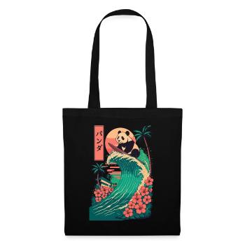 Panda Bear Animal Japanese Surfing Flower Sunset - Tote Bag - black - Front