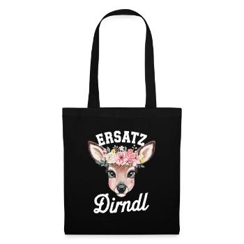 Ersatz Dirndl Blumenkranz Hirschkopf Illustration - Stoffbeutel - Schwarz - Vorne