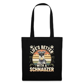 La vie est meilleure avec un Schnauzer rétro - Sac en tissu - noir - Devant