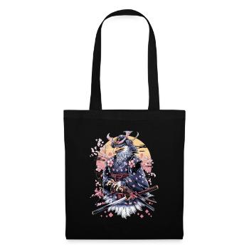 Majestueux aigle samouraï avec fleurs de cerisier et - Sac en tissu - noir - Devant